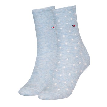 Tommy Hilfiger Legwear Tommy Hilfiger Strømper 2P Women Dot Sock Lyseblå Str 35/38 Dame