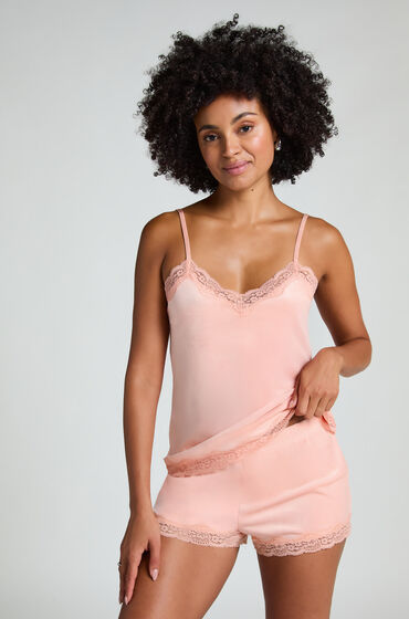 Hunkemöller Short i velour og blonde pink