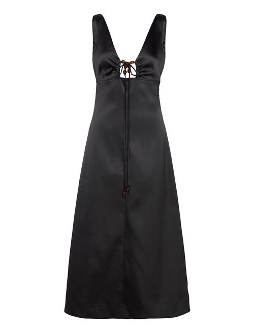 Double Satin Halter-Neck Dress Ganni Black