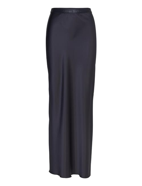 Hana Long Logo Satin Skirt Ahlvar Gallery Navy