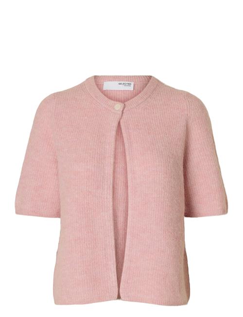 Slfsia Ras 2/4 Rib Knit Cardigan Noos Selected Femme Pink