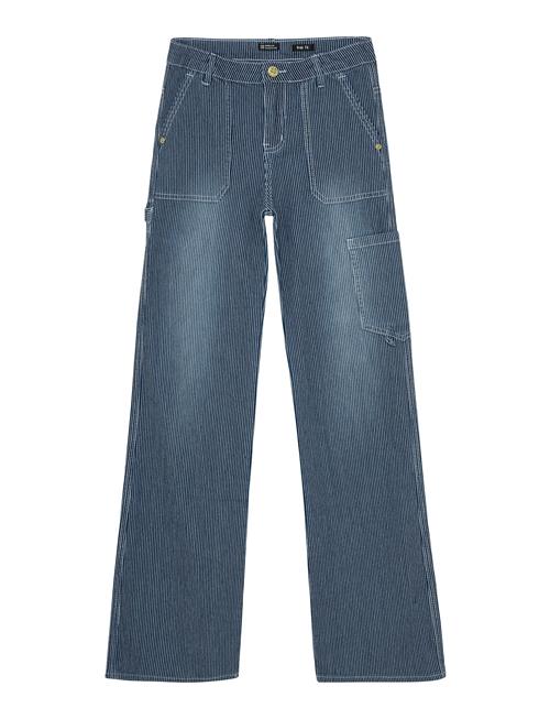 Wide Worker Striped Pants Indian Blue Jeans Blue