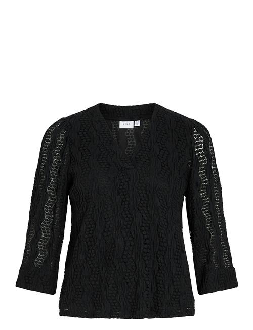 Se Vilumena V-Neck 3/4 Top Vila Black ved Booztlet