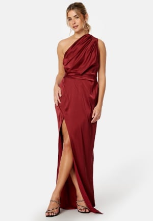 Se Elle Zeitoune Wenona Satin One Shoulder Dress Wine M ved Bubbleroom