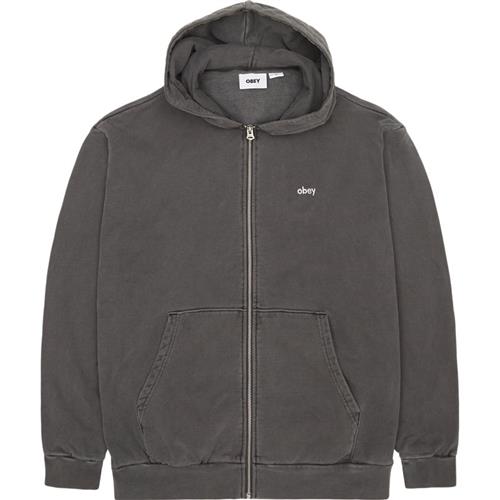 Se Obey Lowercase Pigment Zip Hoodie Grå ved Quint