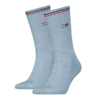 Tommy Hilfiger Legwear Tommy Uni TJ Iconic Crew Socks Strømper 2P Lyseblå Str 35/38