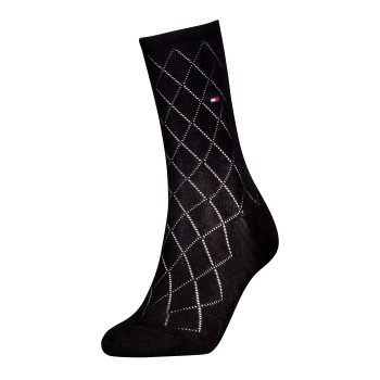 Tommy Hilfiger Legwear Tommy Hlfiger Women Premium Argyle Socks Strømper Sort Str 35/38 Dame