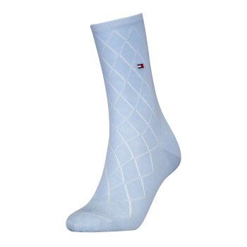 Tommy Hilfiger Legwear Tommy Hlfiger Women Premium Argyle Socks Strømper Lyseblå Str 39/42 Dame