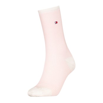 Tommy Hilfiger Legwear Tommy Hlfiger Women Premium Stripe Socks Strømper Hvid/Rosa Str 39/42 Dame