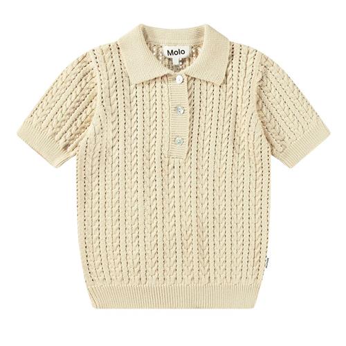 Molo Gretel Knitted Polo Shirt Brazilian Sand 110/116 cm  Beige  110/116 cm  kvinde
