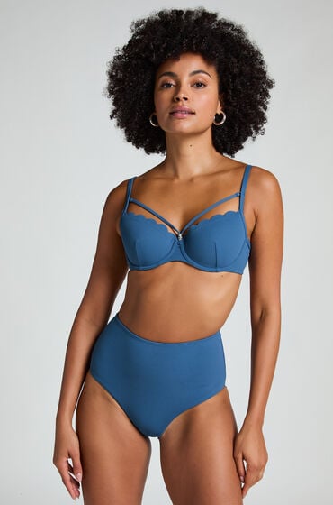 Hunkemöller Scallop rio bikinitrusse med høj talje. blå