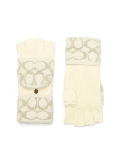 Signature C Metallic Knit Pop Top Glove Coach Accessories Cream