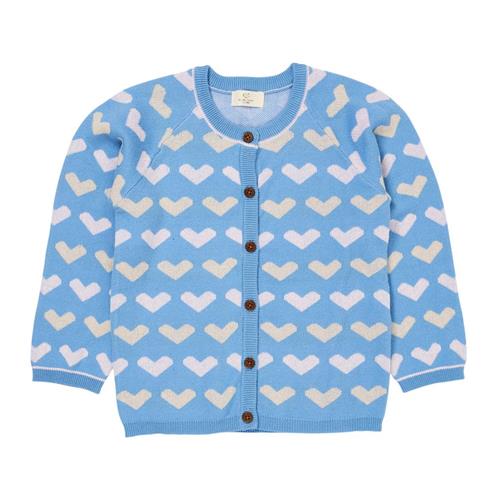 Copenhagen Colors Heart Strikket Cardigan Sky Blue 86 cm  Blå  86 cm  kvinde