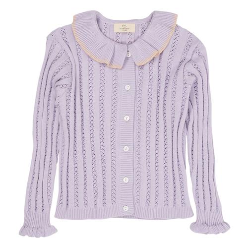 Copenhagen Colors Pointelle-strikket Cardigan Med Krave Lavender | Lilla | 98 cm