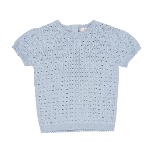 Copenhagen Colors Strikket Pointelle-bluse Dusty Blue 92 cm  Blå  92 cm  kvinde