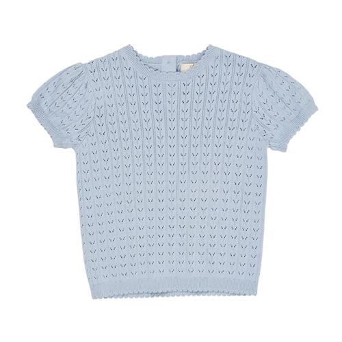 Copenhagen Colors Strikket Pointelle-bluse Dusty Blue | Blå | 92 cm