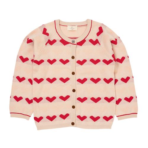 Copenhagen Colors Heart Strikket Cardigan Berry 98 cm  Lyserød  98 cm  kvinde