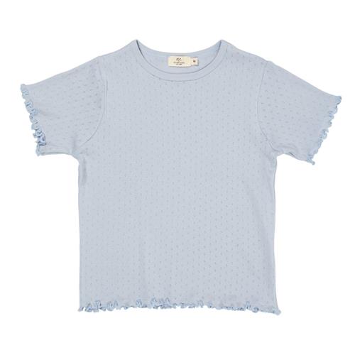 Copenhagen Colors Summer Pointelle T-shirt Dusty Blue | Blå | 116 cm