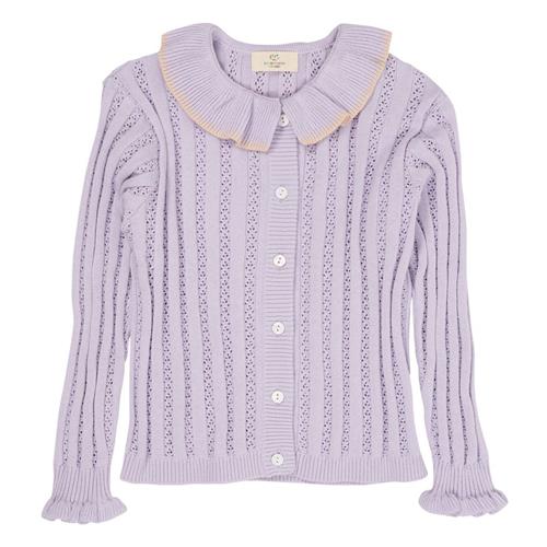 Copenhagen Colors Pointelle-strikket Cardigan Med Krave Lavender 104cm  Lilla  104 cm  kvinde