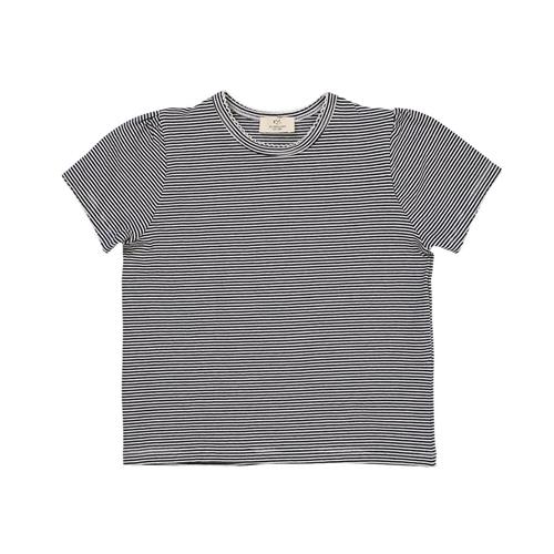 Copenhagen Colors Stribet T-shirt Med Flæseærmer Navy Cream Stripe 116 cm  Blå  116 cm  mand