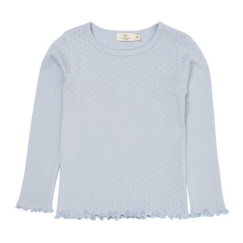 Copenhagen Colors Summer Langærmet Pointelle Tee Dusty Blue 128 cm  Blå  128 cm  kvinde