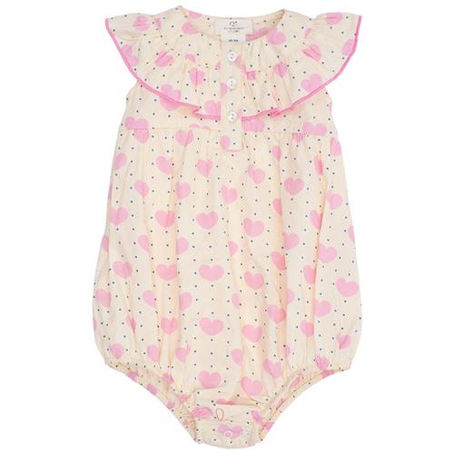 Copenhagen Colors Heart & Dots Romper Med Flæse Heart Aop 74 cm  Lyserød  74 cm  kvinde