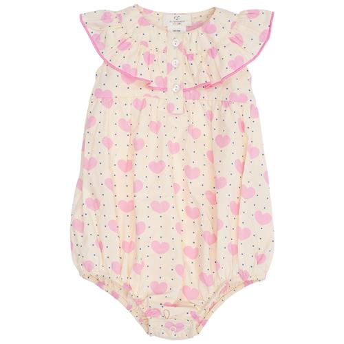 Copenhagen Colors Heart & Dots Romper Med Flæse Heart Aop | Lyserød | 74 cm