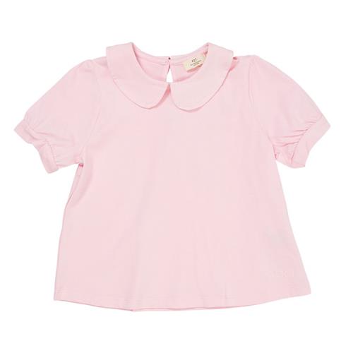 Copenhagen Colors Solid Kortærmet Bluse Med Krave Ballerina | Lyserød | 128 cm