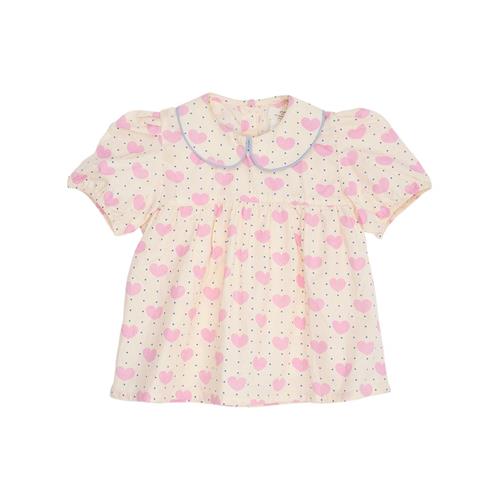 Copenhagen Colors Heart & Dots Bluse Heart Aop 98 cm  Lyserød  98 cm  kvinde