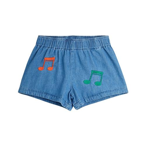 Mini Rodini Note Emb Lightweight Denim Shorts Denim Shorts Blue | Blå | 80/86 cm