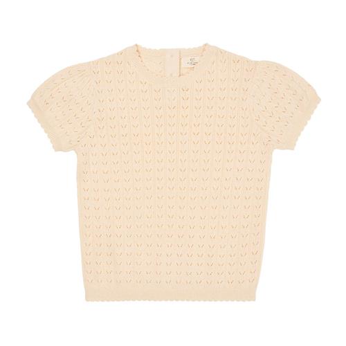 Copenhagen Colors Strikket Pointelle-bluse Cream 104cm  Beige  104 cm  kvinde