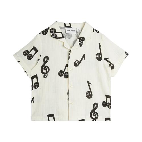 Mini Rodini Note Aop Muslin-skjorte White 128/134 cm  Hvid  128/134 cm  Unisex