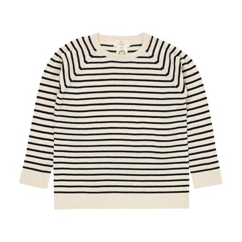 Copenhagen Colors GOTS Tynd Strikket Sweater Cream Navy 122 cm  Beige  122 cm  Unisex