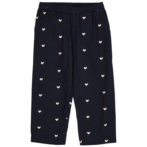 Copenhagen Colors GOTS Heart Twill-bukser Navy Soft Pink Hearts 104cm  Blå  104 cm  kvinde