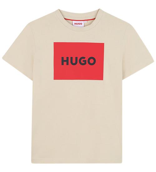 HUGO T-shirt - Stone/RÃ¸d