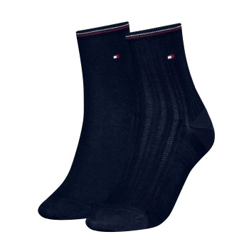 Tommy Hilfiger Legwear Tommy Hilfiger Strømper 2P Women Shine Short Socks Marineblå Str 39/42 Dame