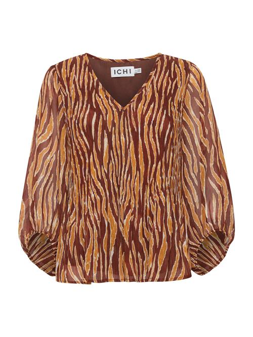 ICHI Bluse 'ILLY'  brun / orange / hvid