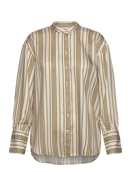 Relaxed Striped Stand Collar Shirt GANT Green