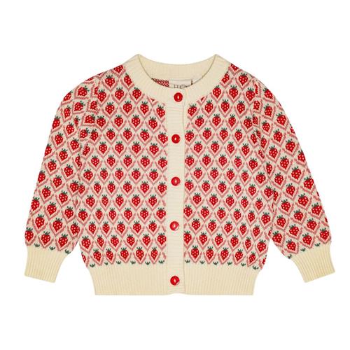 Flöss Zuri Cardigan Soft White Berry | Rød | 86 cm