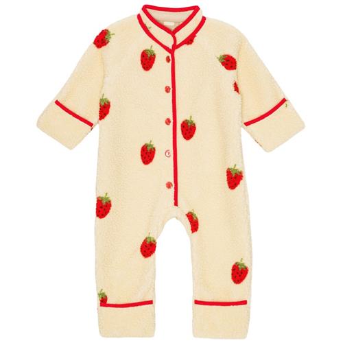 Flöss Strawberry Fleece Onesie Soft White Berry 92 cm  Creme  92 cm  kvinde