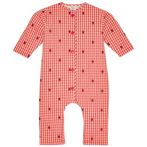 Se Flöss Molly Onesie Berry Gingham 62 cm  Rød  62 cm  kvinde ved Babyshop