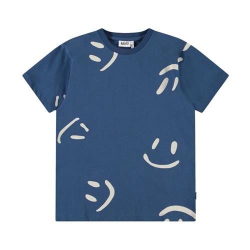 Molo Riley Short Sleeve T-Shirt Big Smiles Blue 140 cm  Blå  140 cm  mand