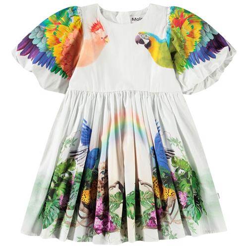 Molo Chica Short-Sleeved Dress In The Jungle 110/116 cm  Hvid  110/116 cm  kvinde
