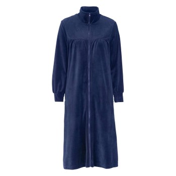 Damella Velour Plain Robe Marineblå Small Dame