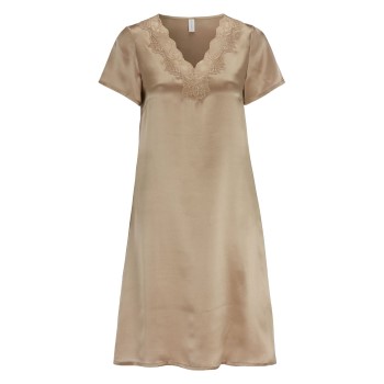 Damella Woven Silk Plain Nightdress Nougat silke Medium Dame