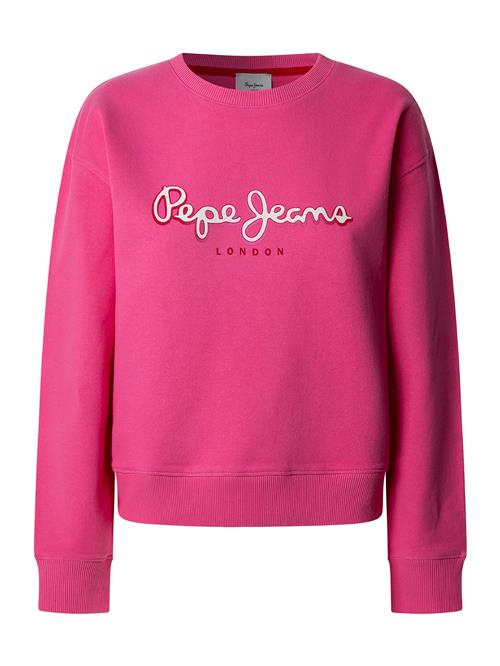 Se Pepe Jeans Sweatshirt 'MADDY'  pink / mørkerød / hvid ved About You