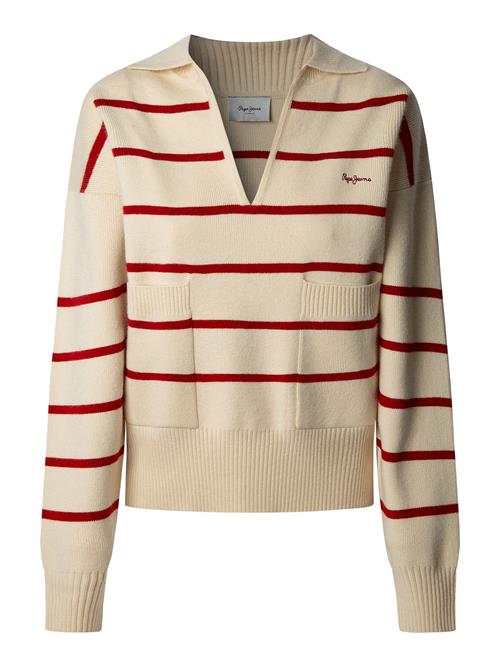 Pepe Jeans Pullover 'Priscilla'  rubinrød / uldhvid