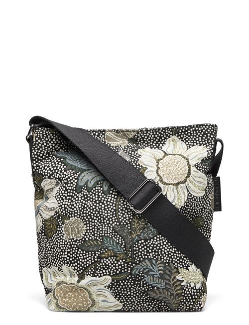 Small Shoulder Bag Black Flower Linen Ceannis Patterned