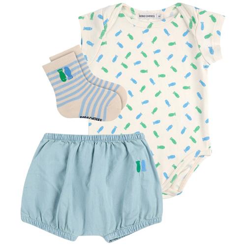Bobo Choses Lucky Fish Baby Sæt Med Tøj Off White 12 months  Creme  12 måneder  Unisex