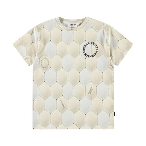 Molo Riley Short Sleeve T-Shirt Football Calm 152 cm  Beige  152 cm  mand
